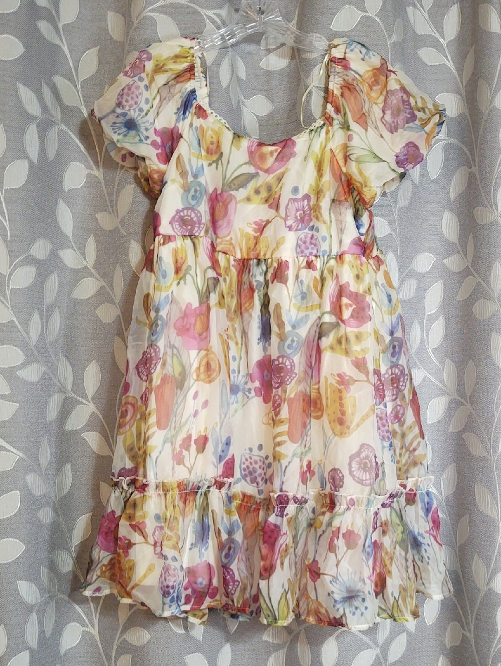 Umgee Floral Tiered Ruffle Dress size M